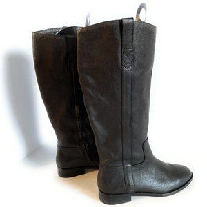 Madewell Archive Tall Leather Black Equestrian Riding Boots Pull On Size 10